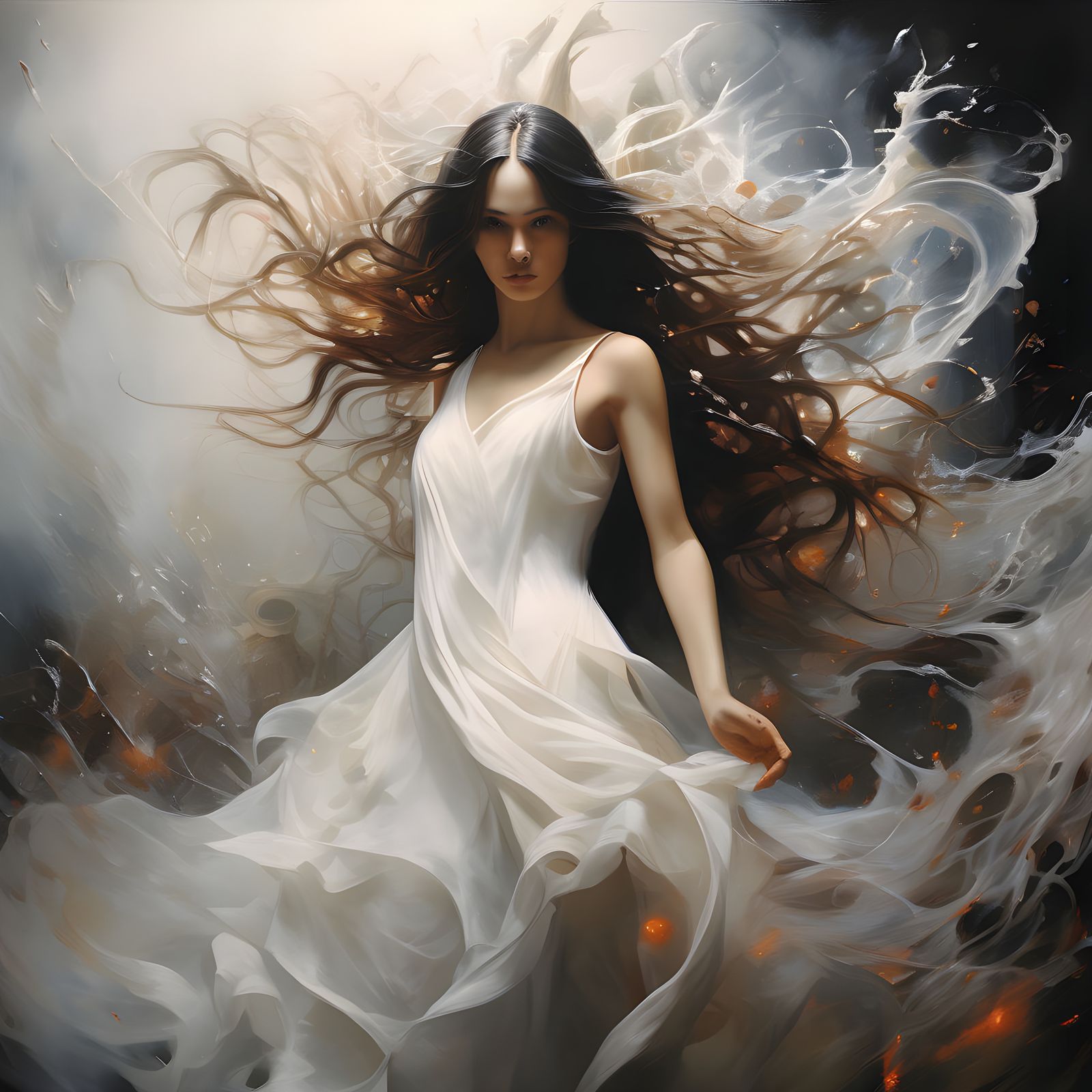 A portrait of fluid chaos seemingly borne into madness danci...