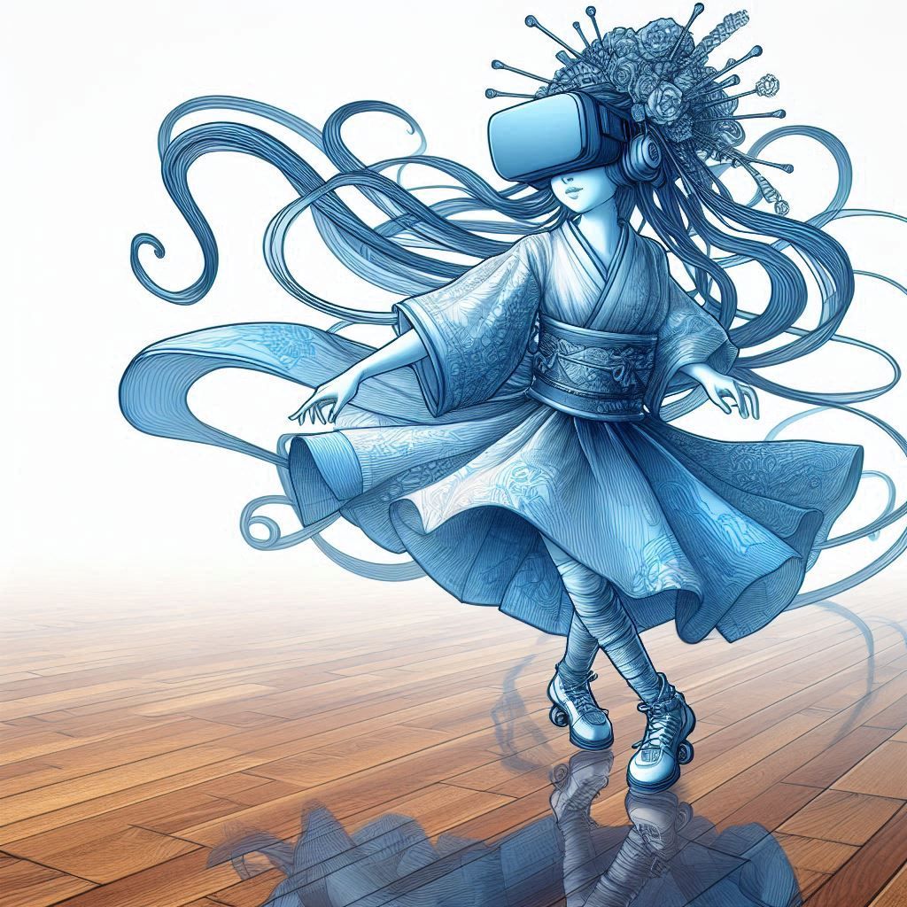 Porcelain doll with VR glasses