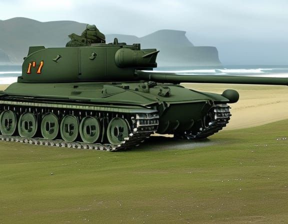 1 tank, army, 1 gun, front, no head, body, metal, coast, gun...