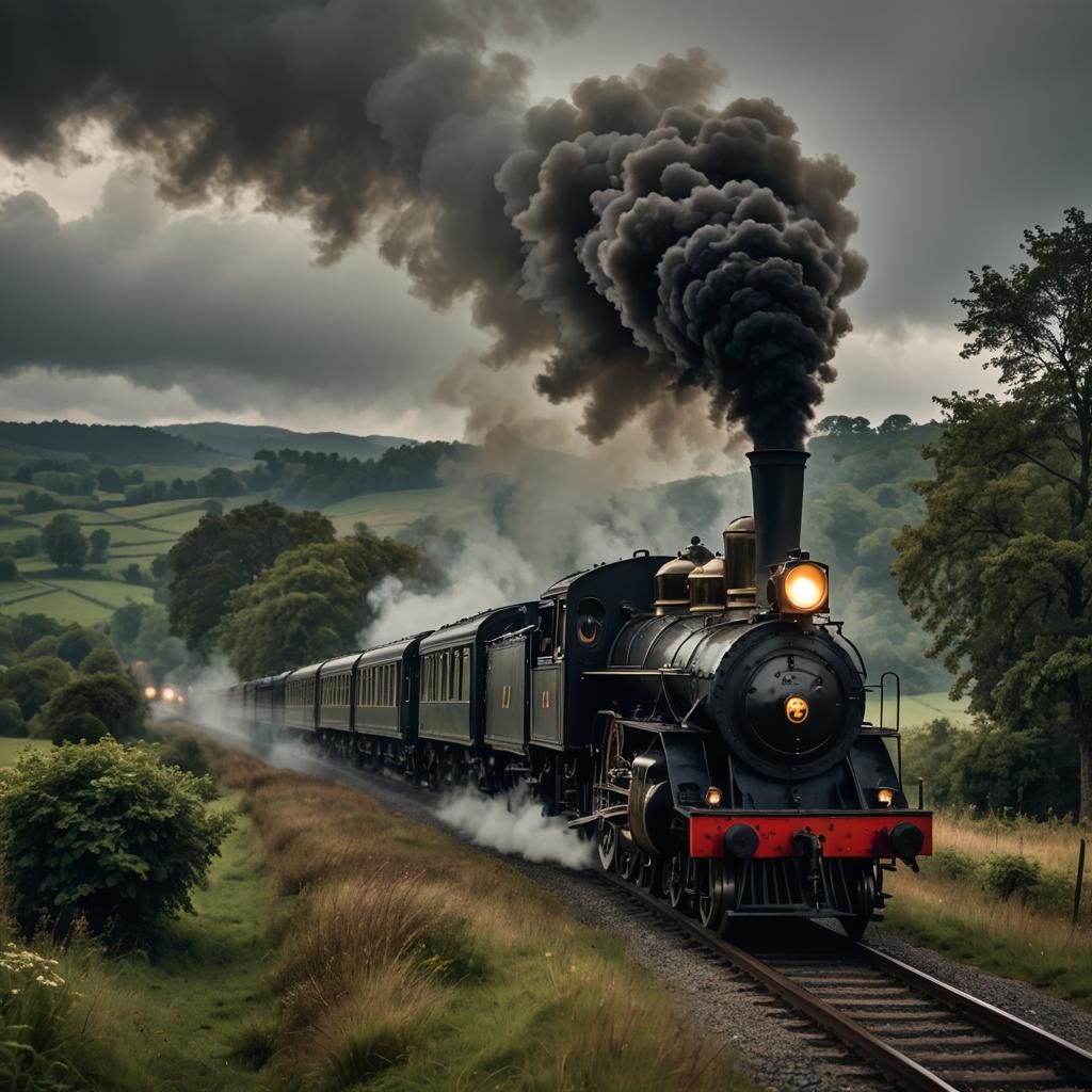 Photo of an old steam train rolling through the countryside  by @CloST 