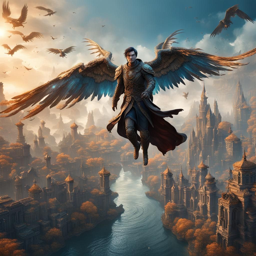 flying human with wings