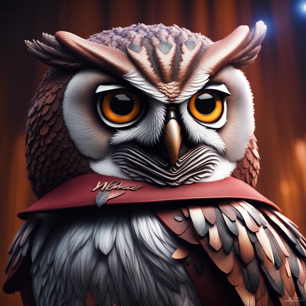 An owl who has hyper realistic face of pop star Michale Jack...