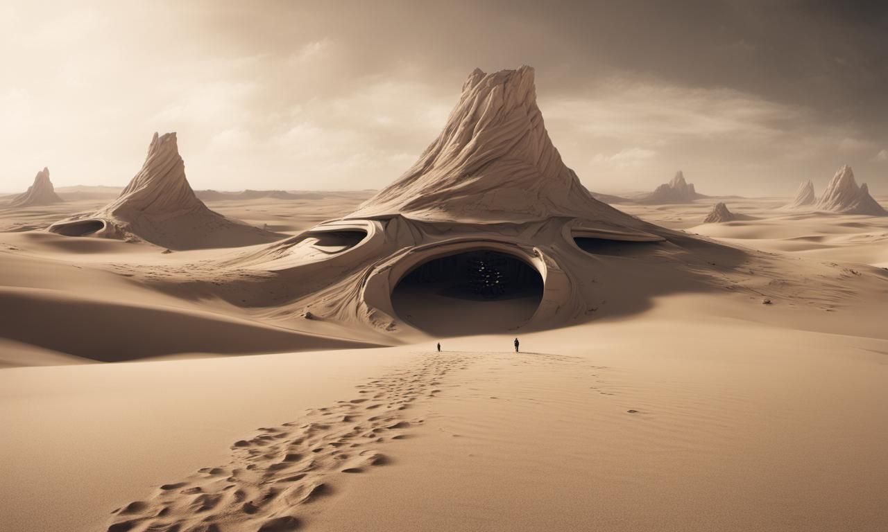 Monochrome sci-fi landscape