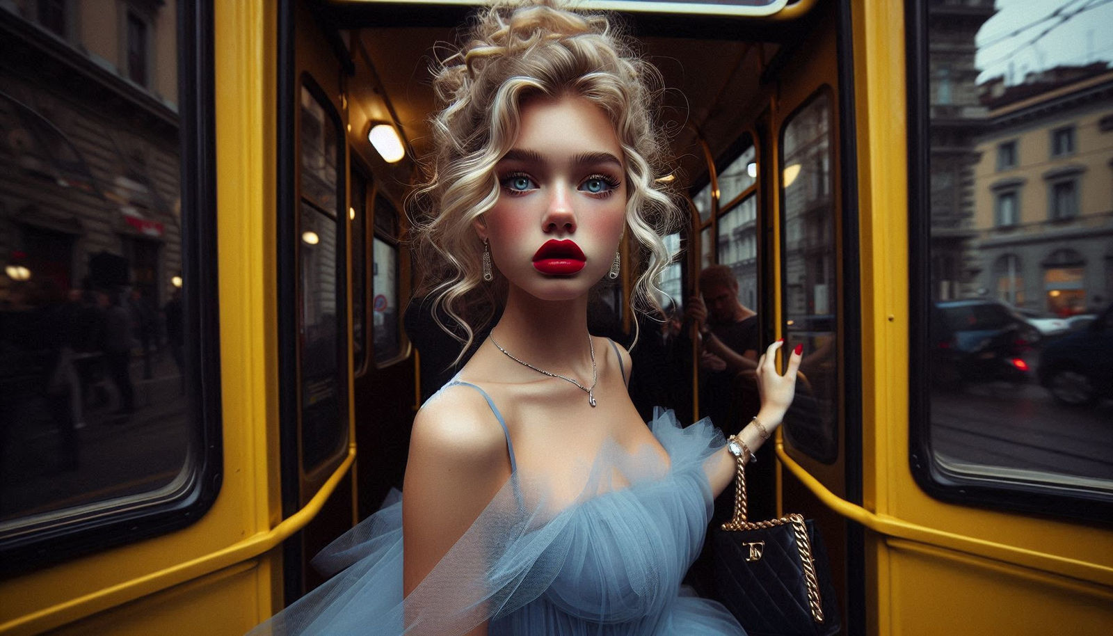 Exiting the Milan tram