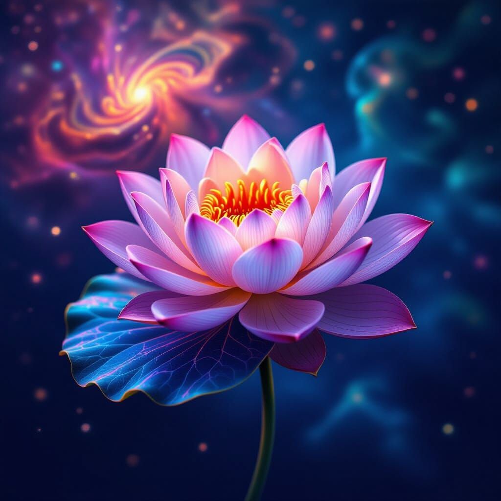 Cosmic Lotus Flower in Psychedelic Nebula