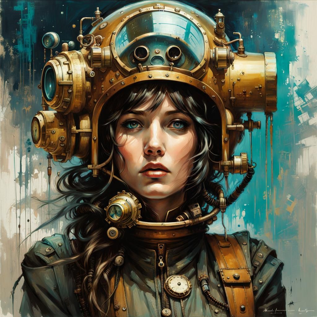 Steampunk diver girl - AI Generated Artwork - NightCafe Creator