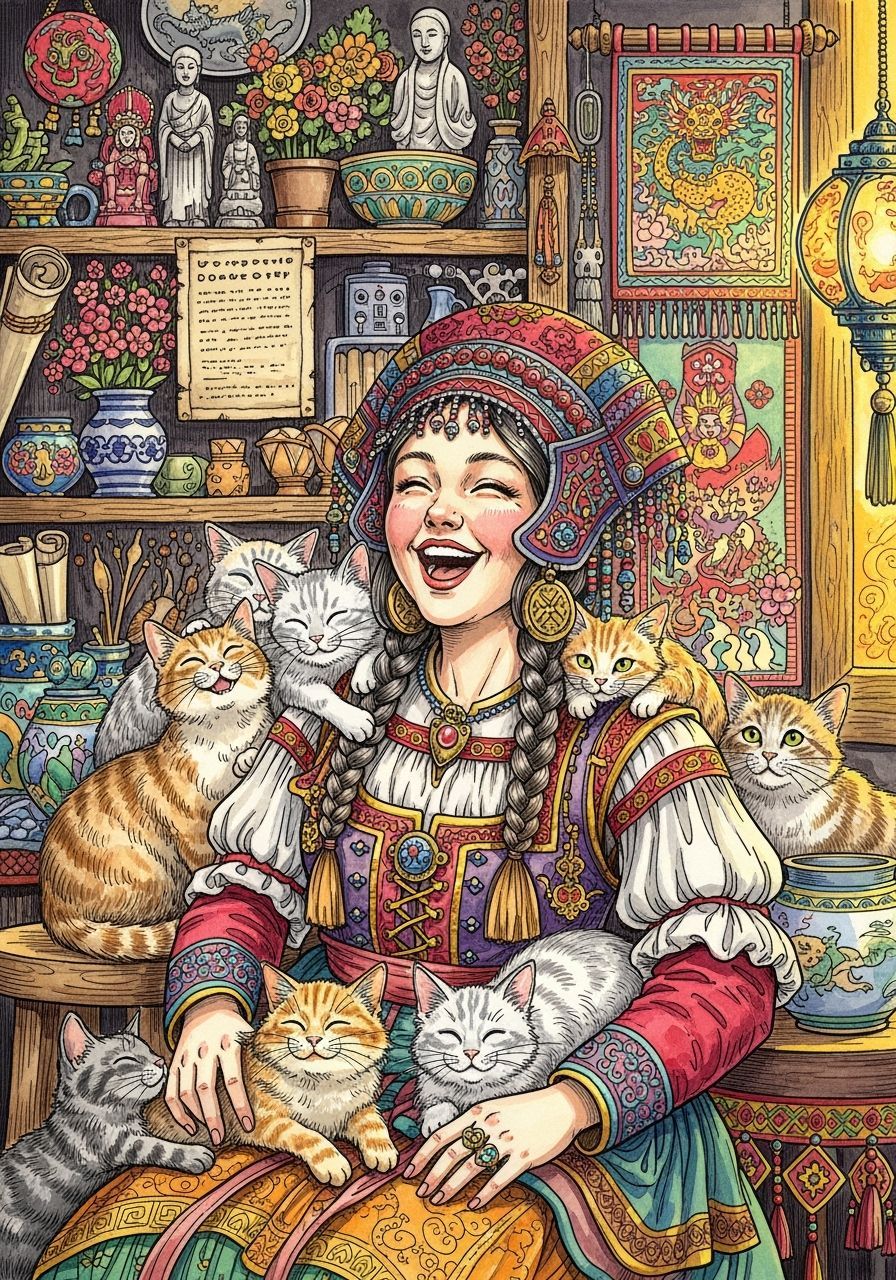 Laughing with her lovelies   by @Billcat