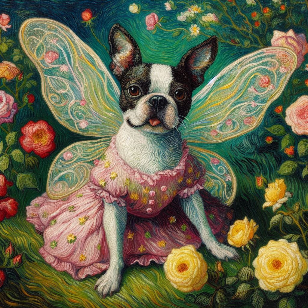 Boston Terrier Rose Garden