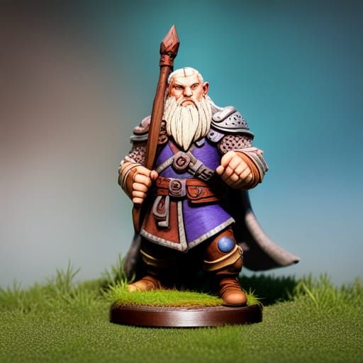D&D Dwarf, mage, standing in a field
