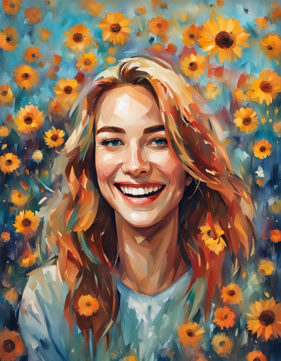 Portrait of a beautiful woman with a happy smile on her face