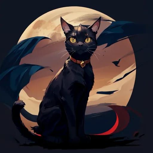 Black cat and white cats