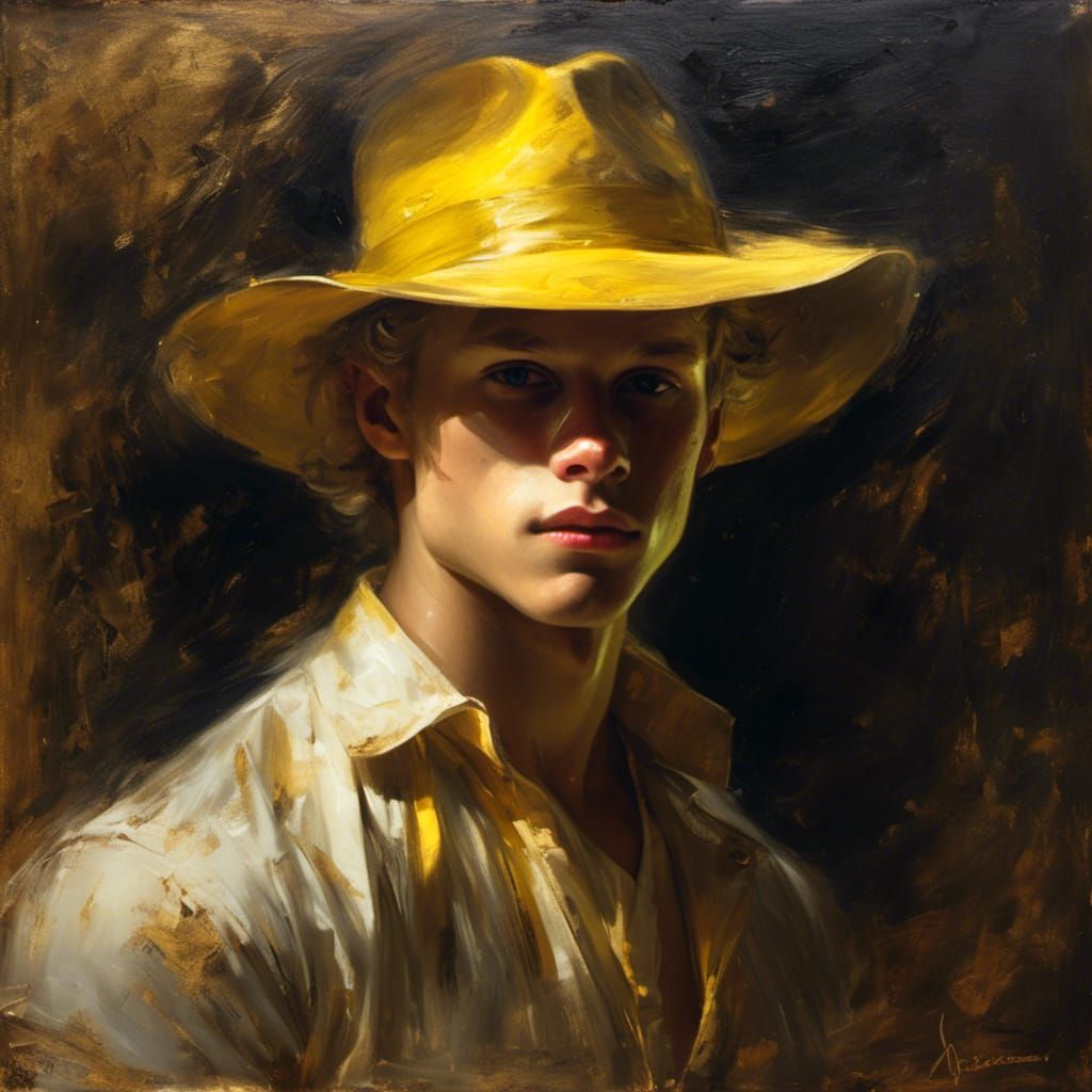 Cute boy in a yellow hat  by @TheyAreLikeEmeralds