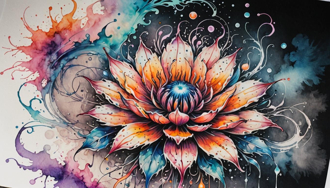 magical flower made out of ghostly transparent flames