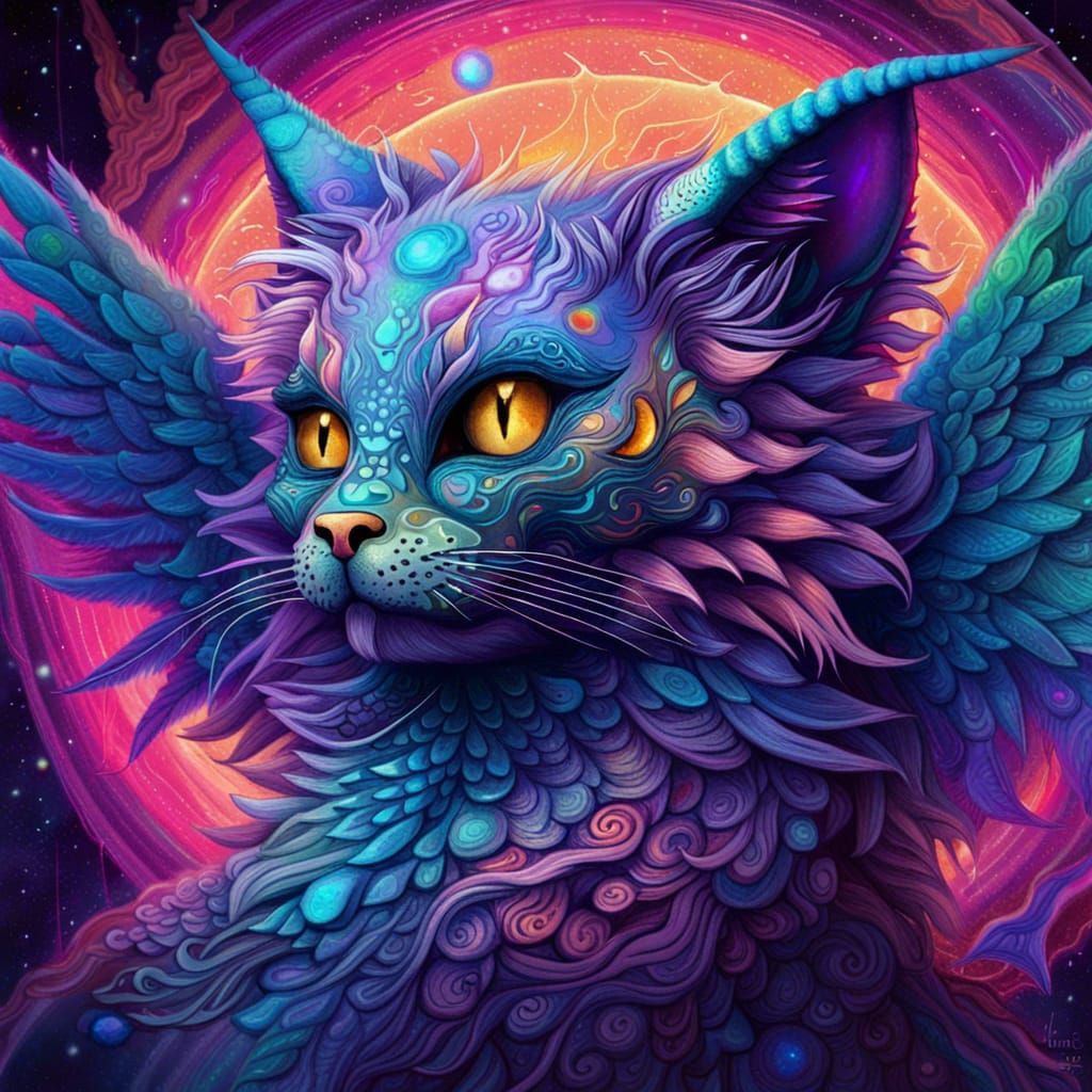 Fluffy winged Cat dragon - AI Generated Artwork - NightCafe Creator