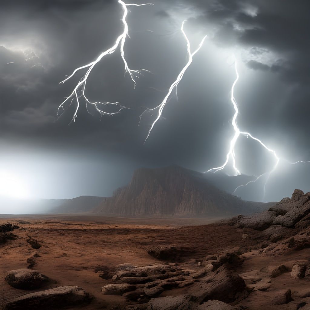 Lightning storm on a barren world