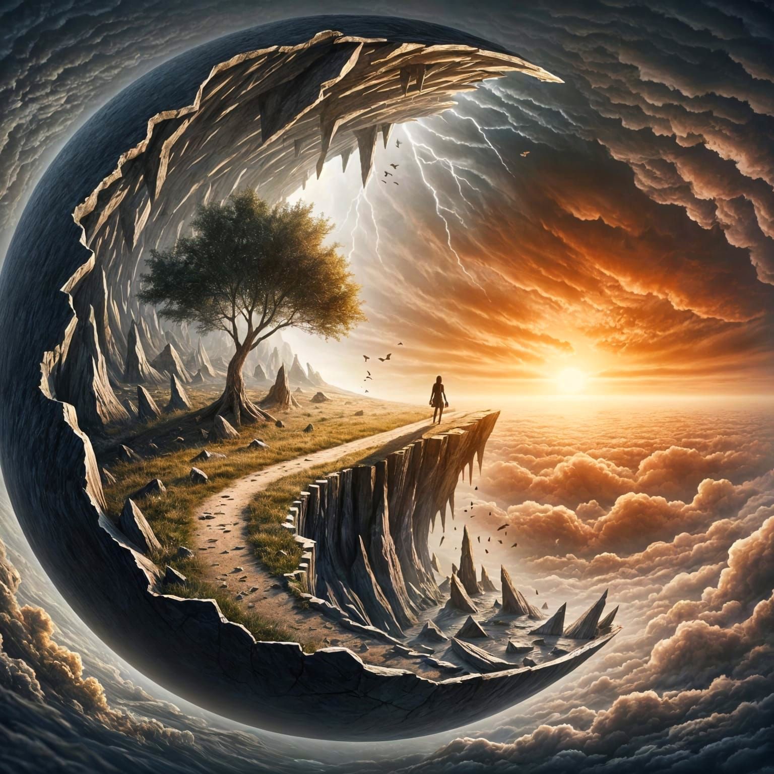 Fractured Globe Ambitious Artwork Featuring Wanderer