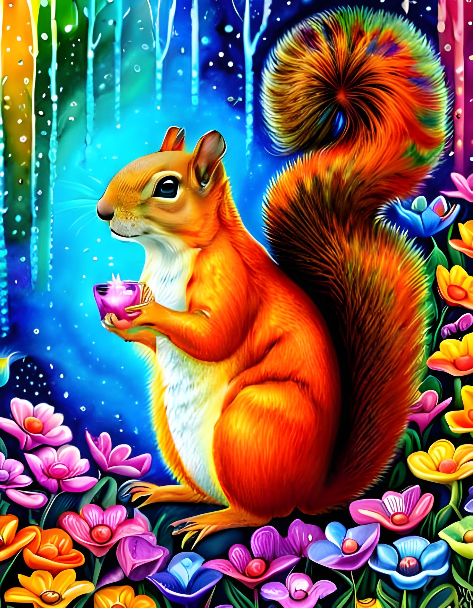 The Squirrel In Paradise Garden   AI Generated Artwork   NightCafe Creator