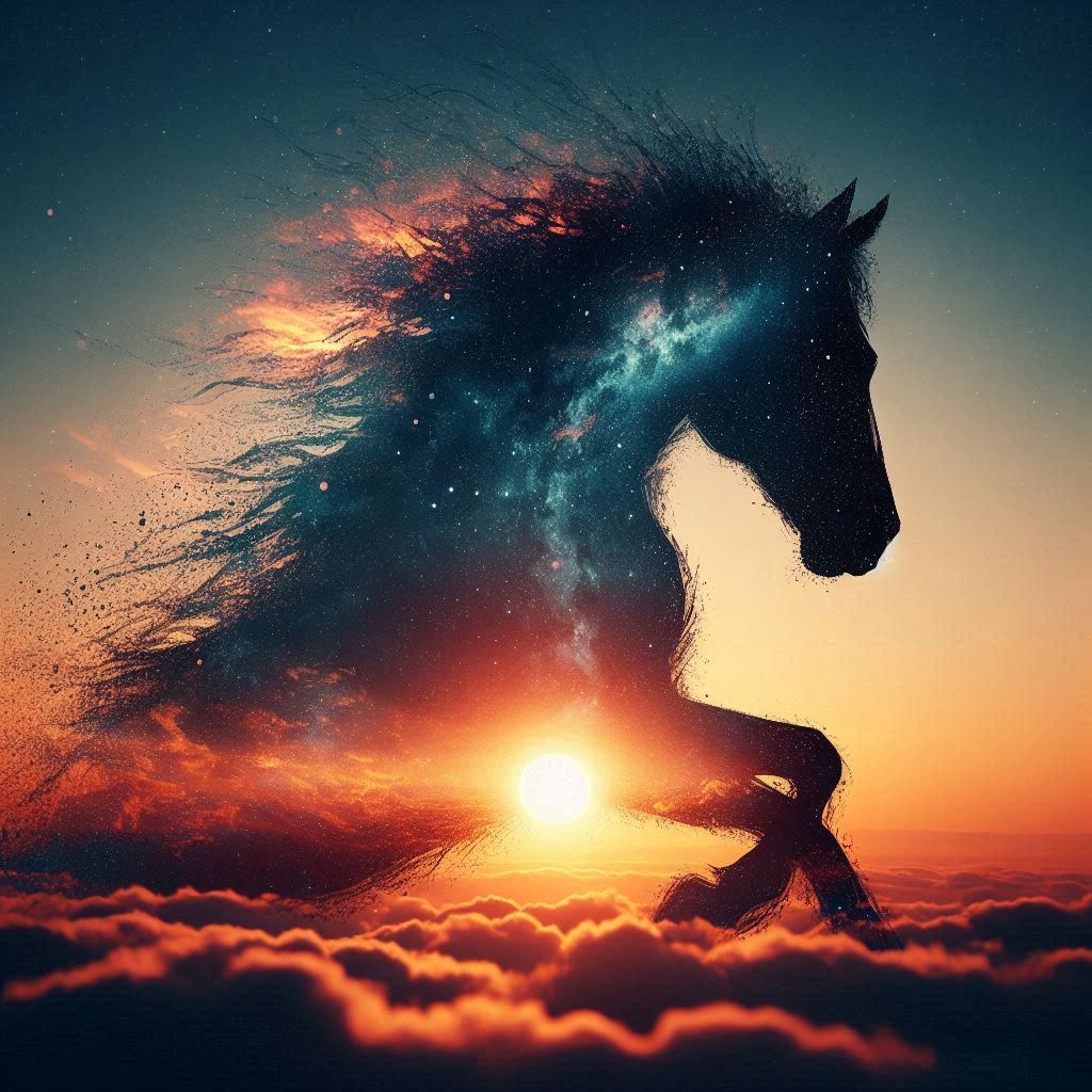 double exposure beautiful fantasy DALL-E 3 portrait landscape..