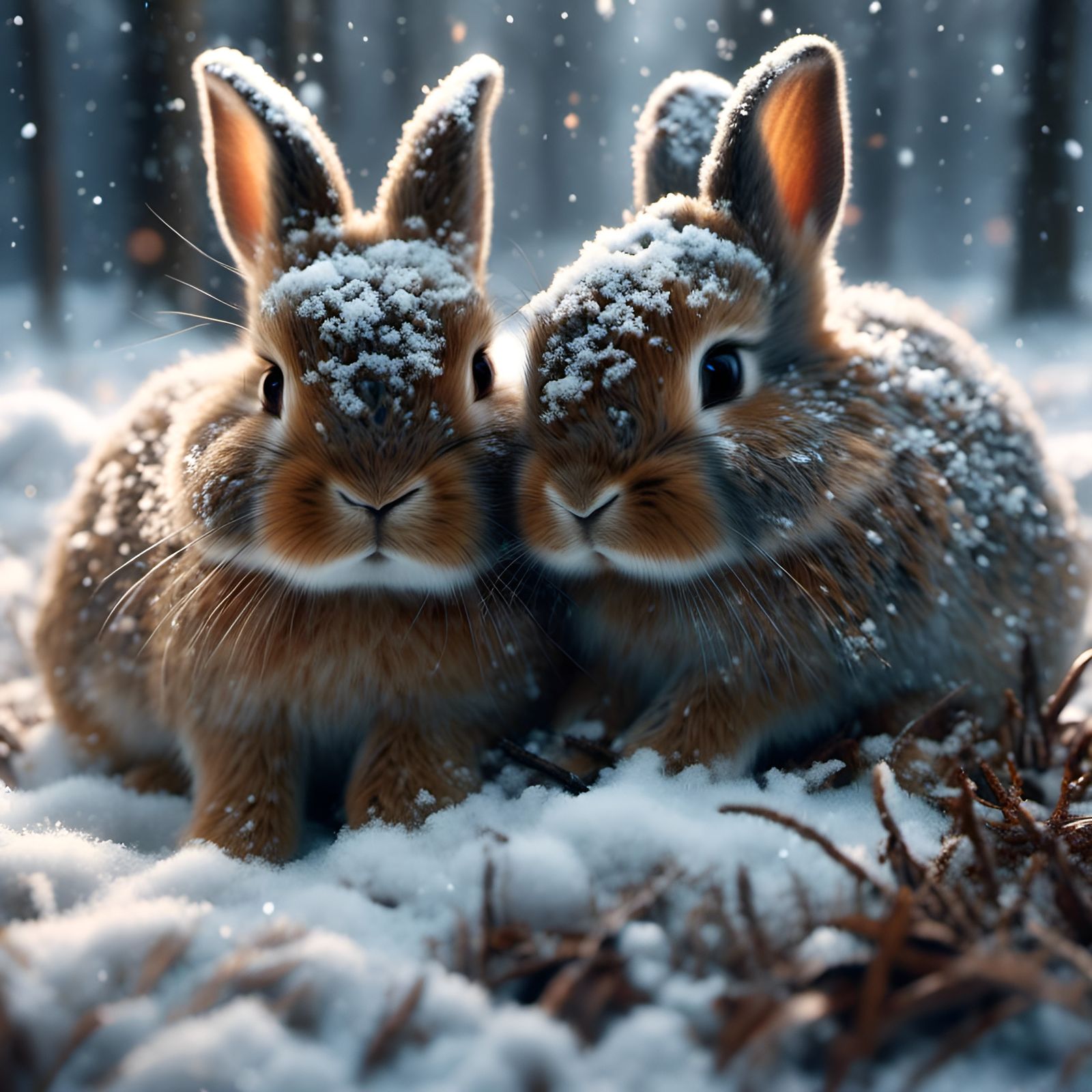 Snowy Bunnies  by @Rosie