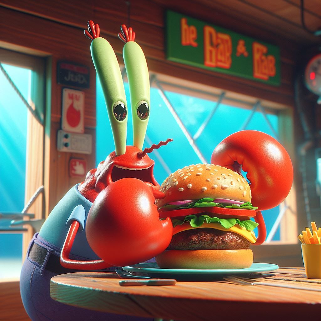 Mr Krabs and his burgers