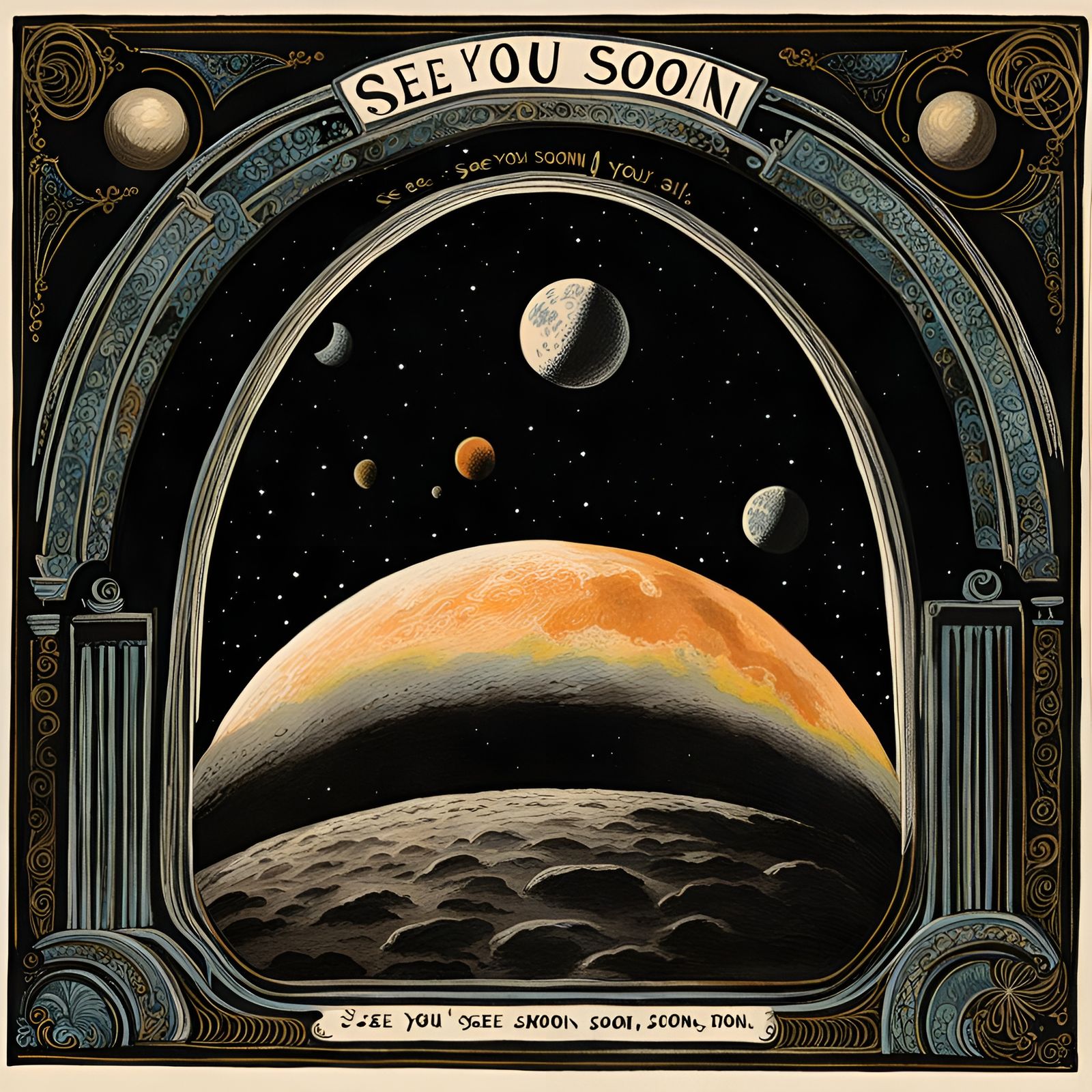 Handpainted postcard from the dark side of the moon  by @Alx