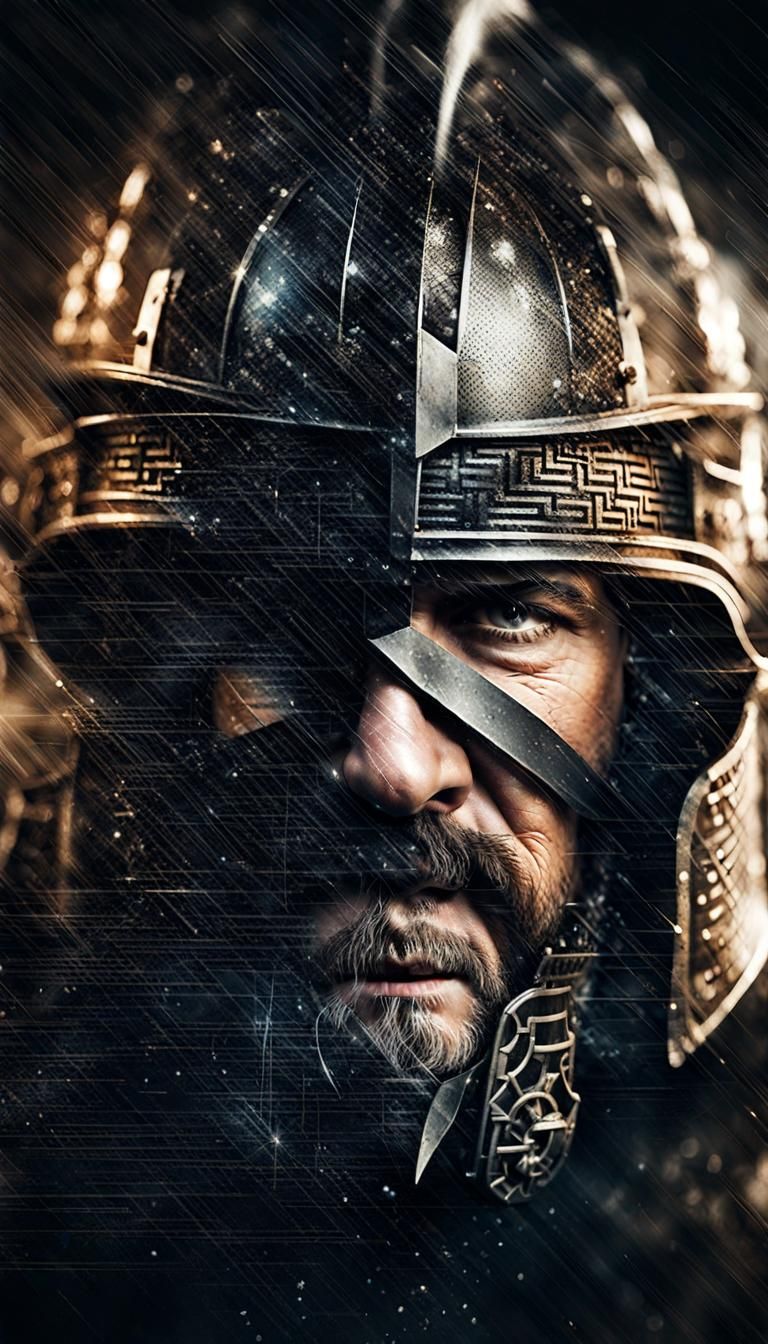 Russell Crowe as Gladiator: Long Exposure Fractal Portrait