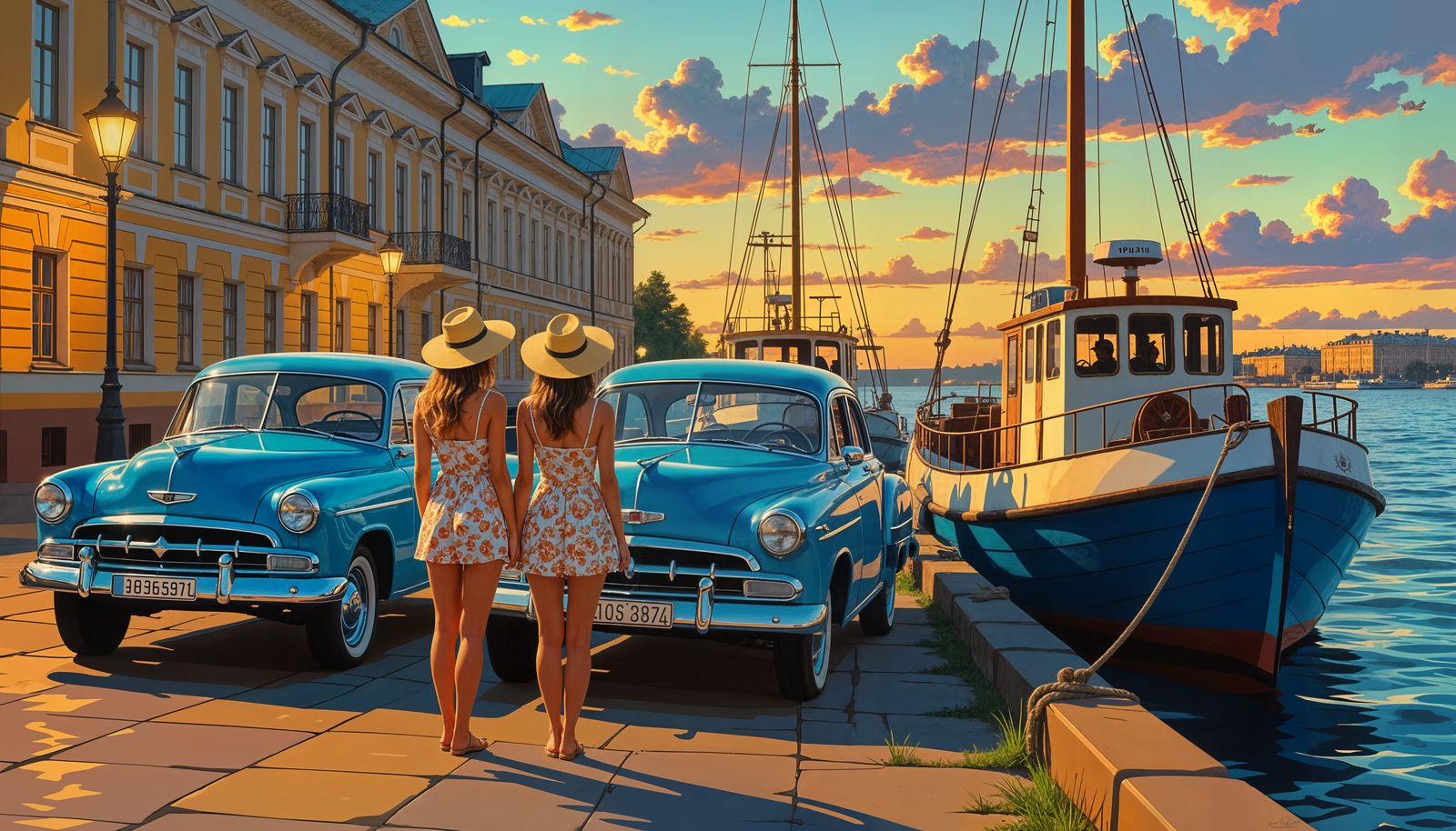 St. Petersburg: Blue Ladas in Soviet Era Style  by @rondackparx