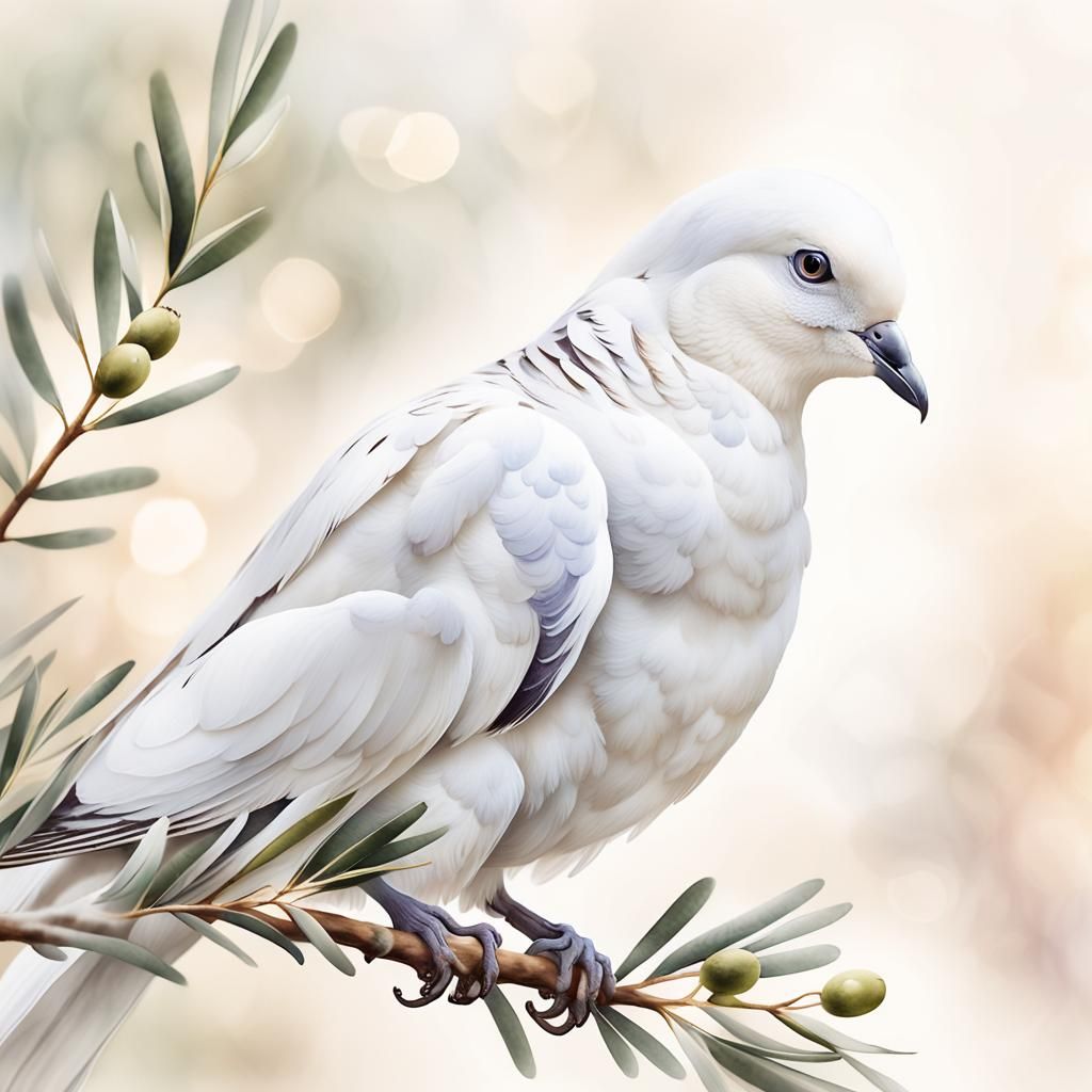  white dove of peace with an olive branch in its beak  by @Terryke