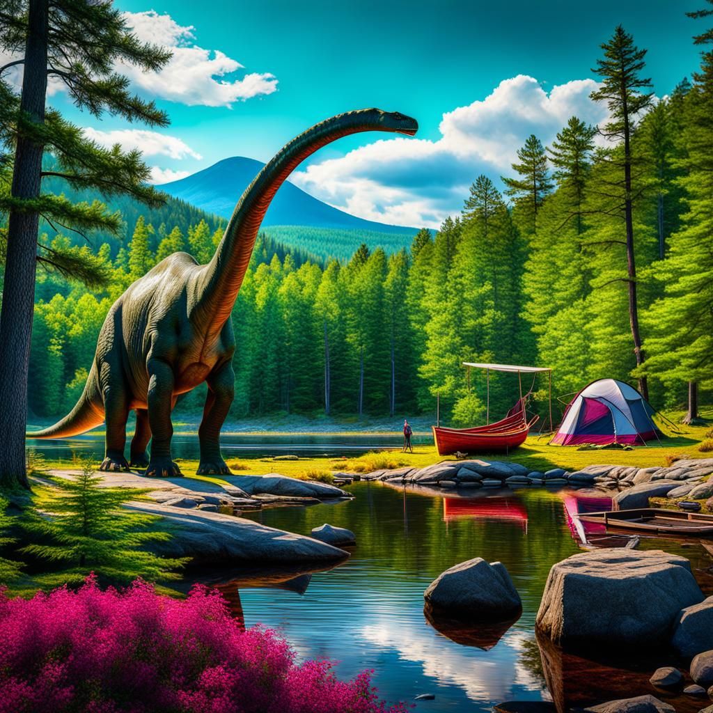 Brontosaurus at the campsite