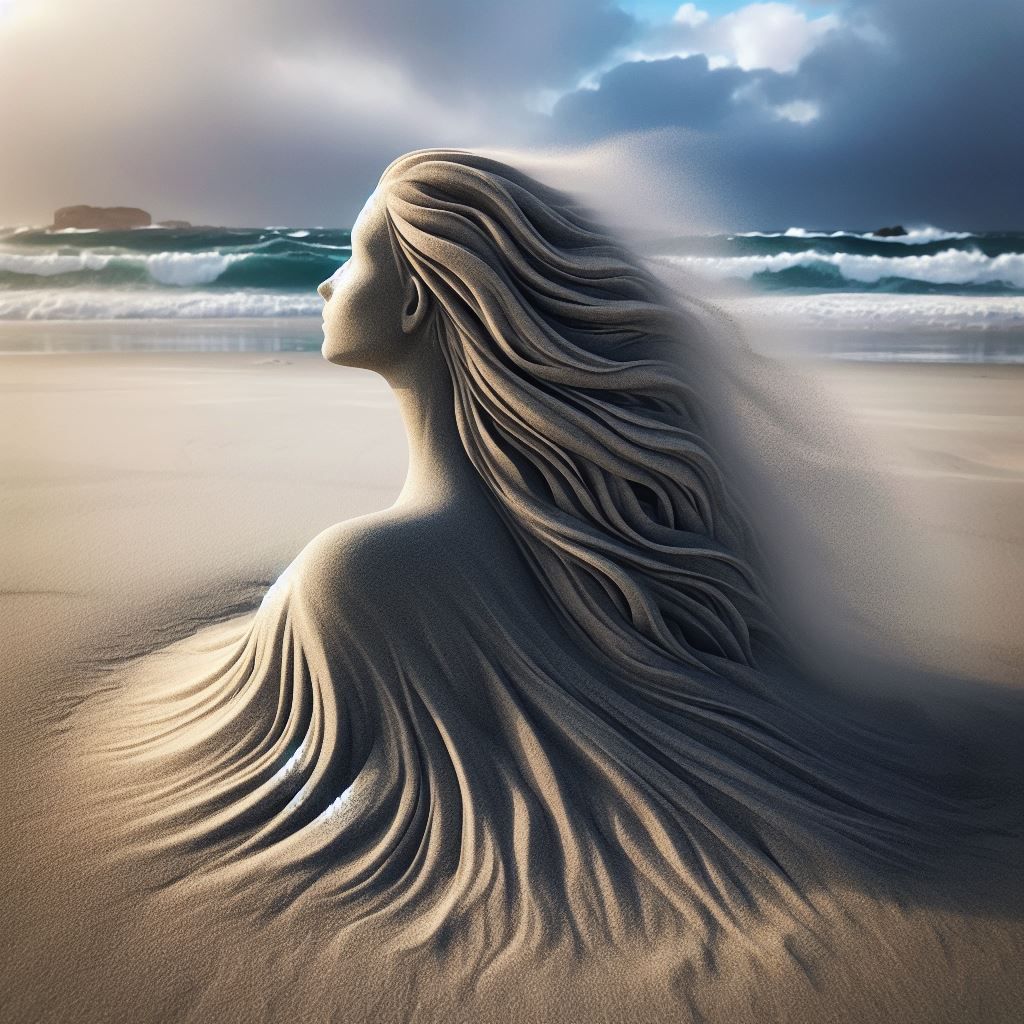 A Sandstorm Forming a Woman