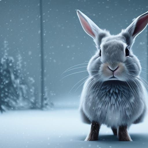 Rabbit in a Snow Storm - AI Generated Artwork - NightCafe Creator
