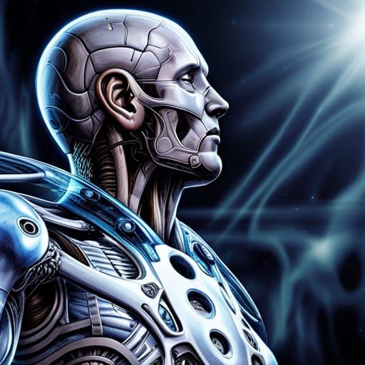 drawing figure for artist,  biomechanical  transhumanoid in ...