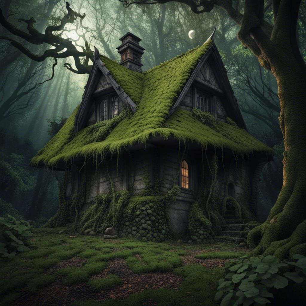 An old cottage in the woods - AI Generated Artwork - NightCafe Creator