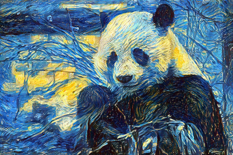 Panda Mixed With Starry Night
