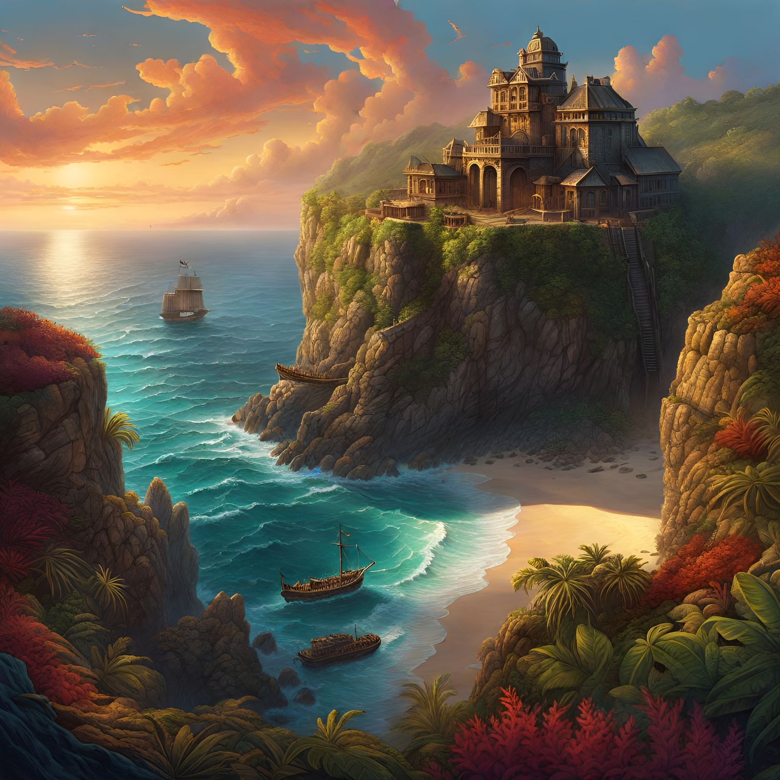 Pirate Stronghold - AI Generated Artwork - NightCafe Creator