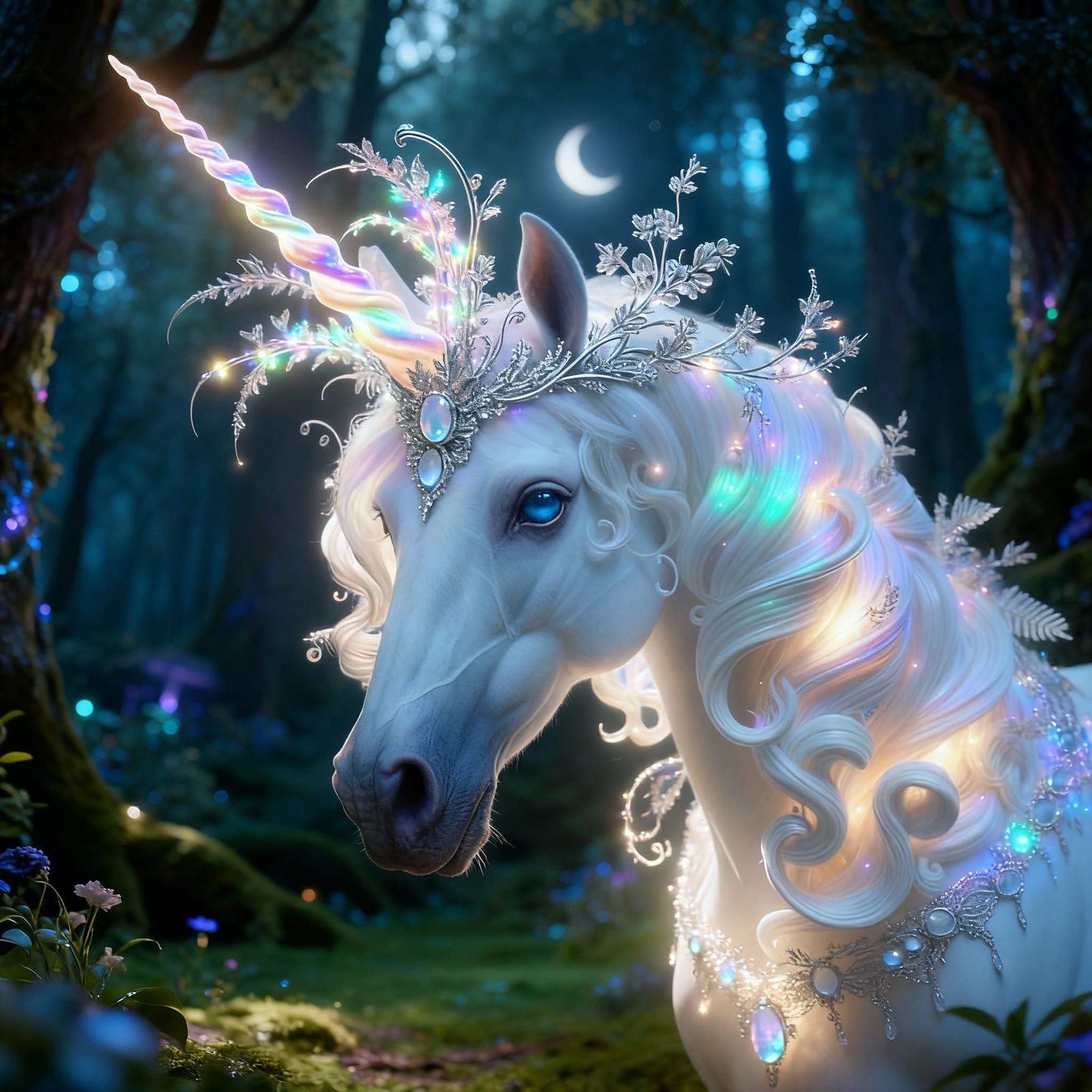 Gleaming Unicorn Tiara in Enchanted Forest
