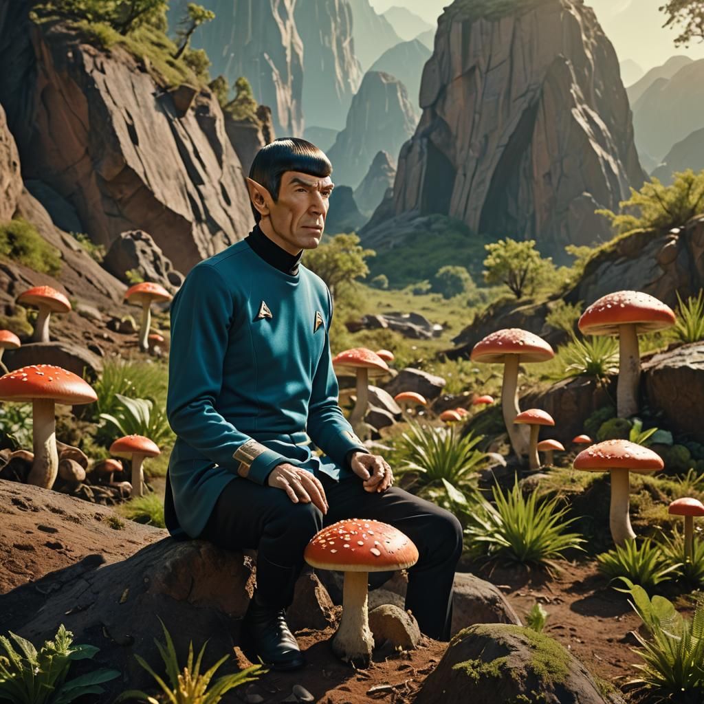 Spock on the planet of Shroom communicating with sentient mushrooms. :)