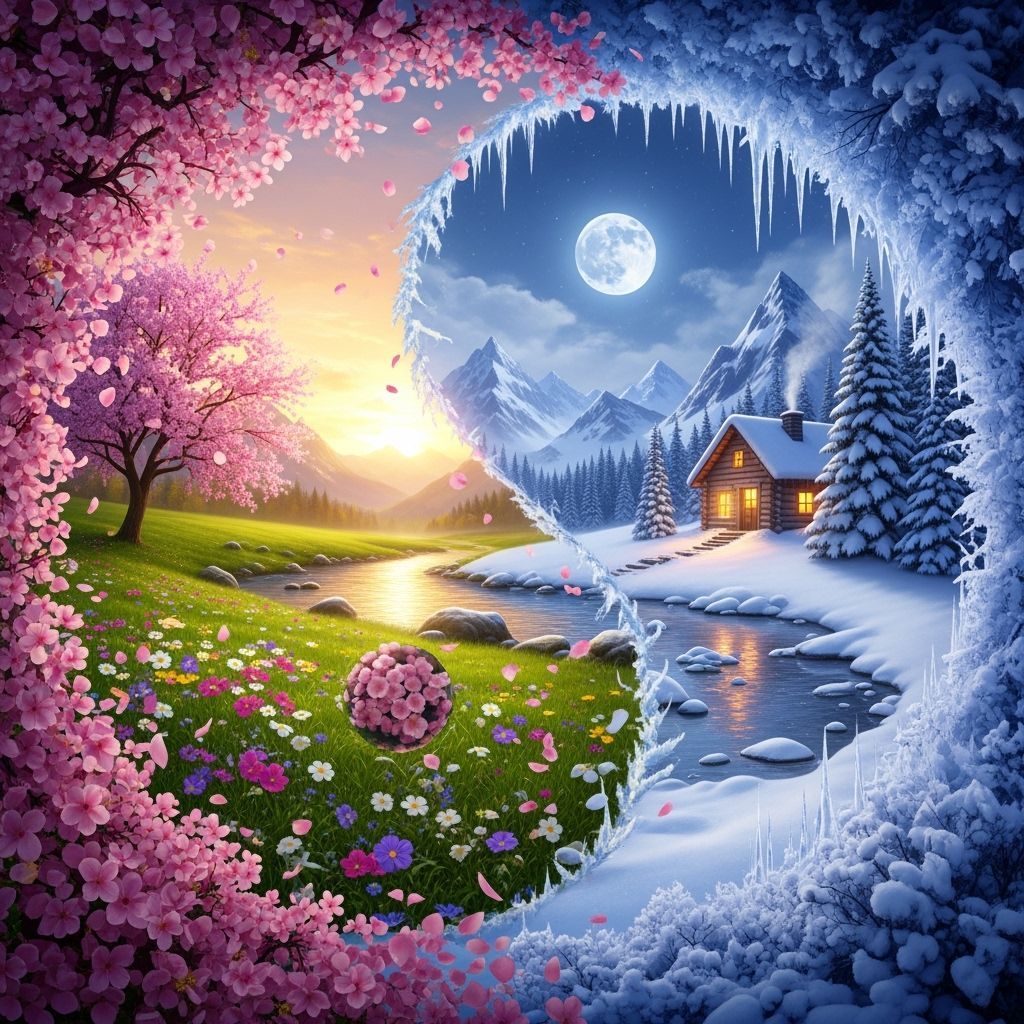 Yin-Yang of Seasons: Spring and Winter Worlds