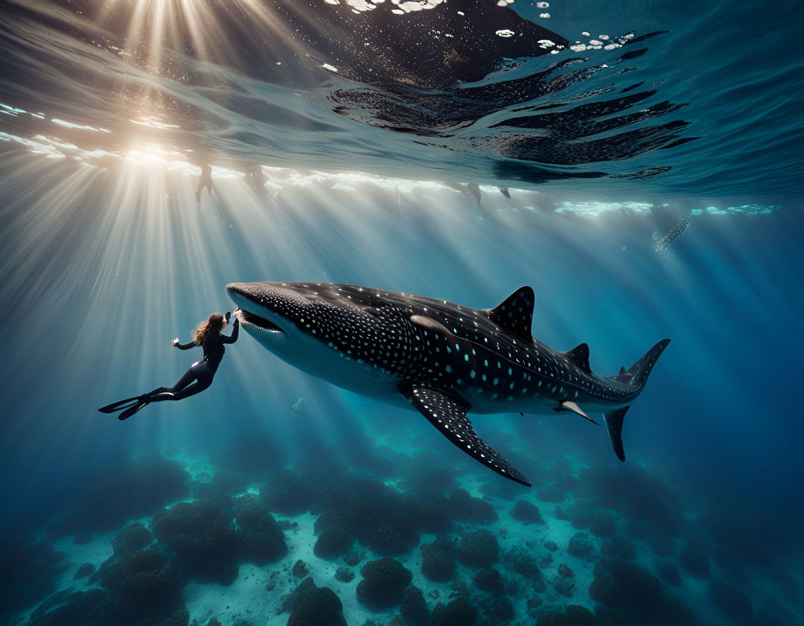Free diving with Whale Shark  by @Edana