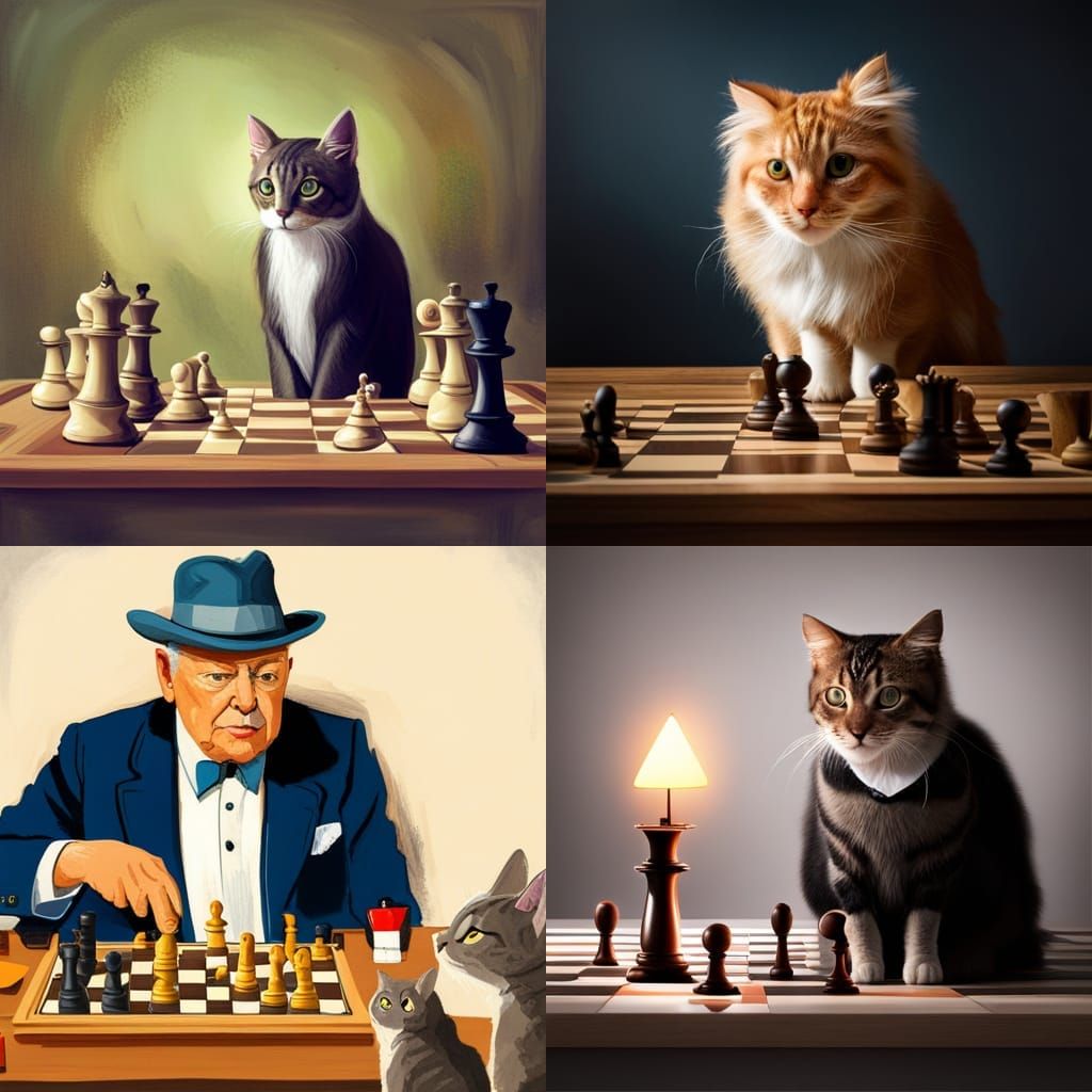 Cat playing some chess - AI Generated Artwork - NightCafe Creator