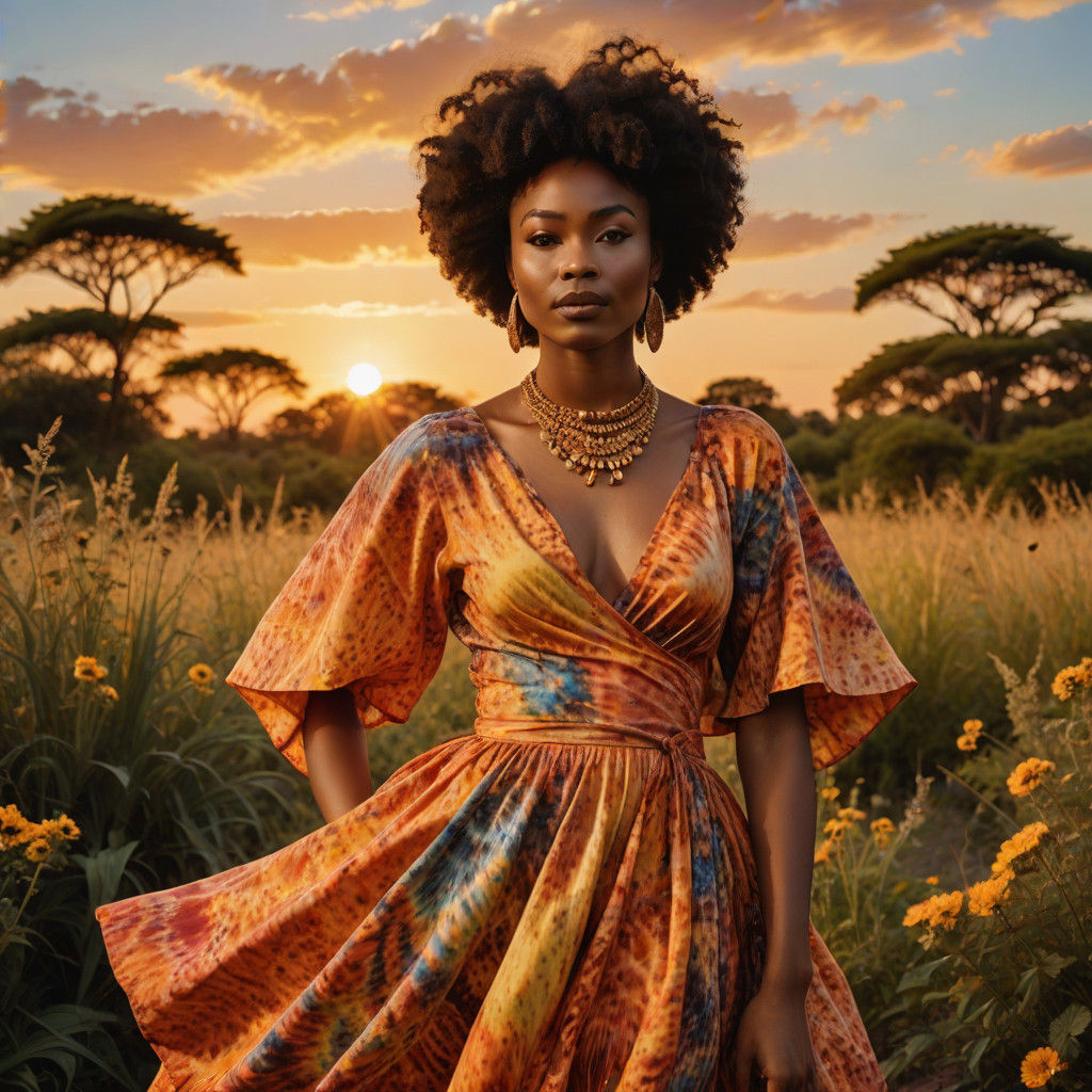 A beautiful woman in a colorful dress (9 likes)  by @Tilted25