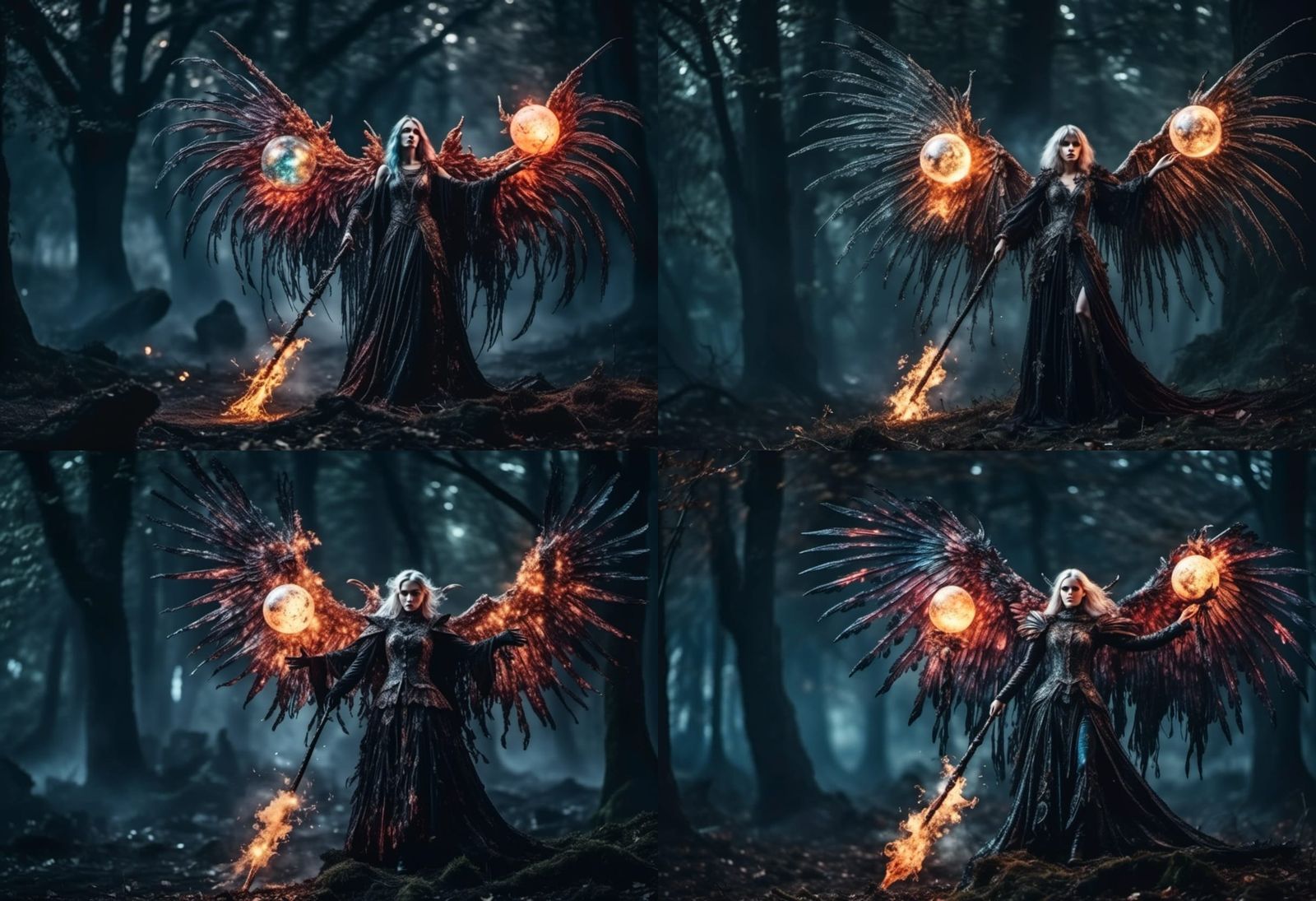 <lora:Dark fantasy realism:1.0> A powerful winged wizard sta...