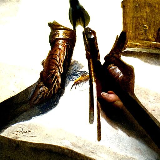 hand holding a quill