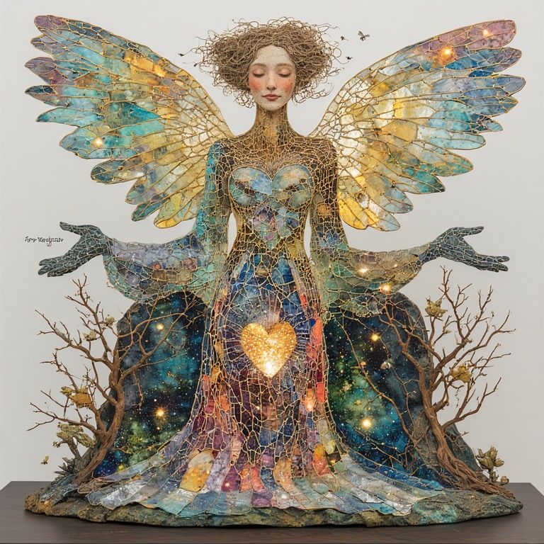 She rises from a dark forest floor, blossoming like a tree w...