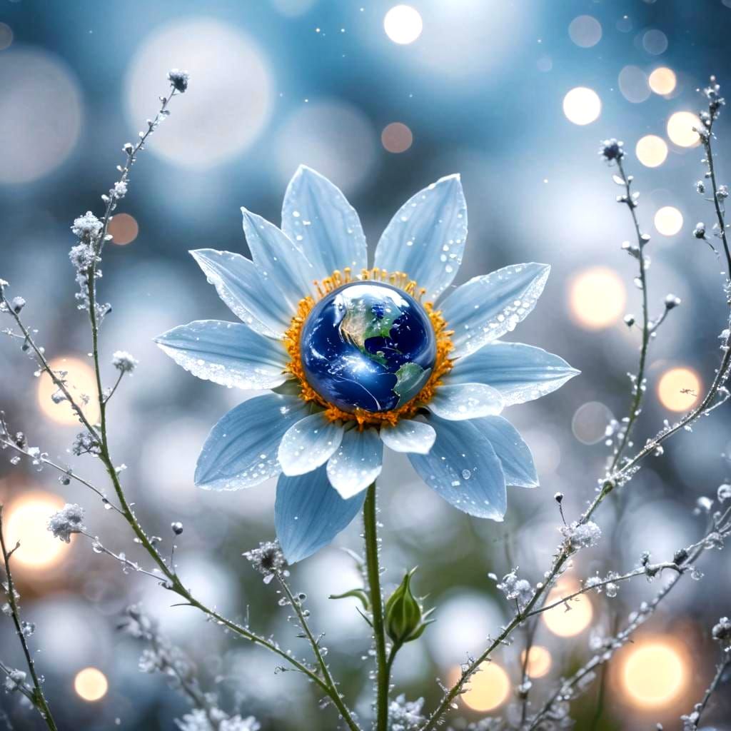 planet Earth in a flower in a flower