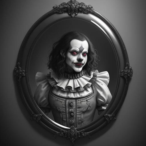 black and white bizarre clown