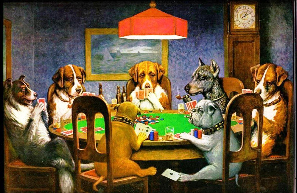 Dogs playing poker