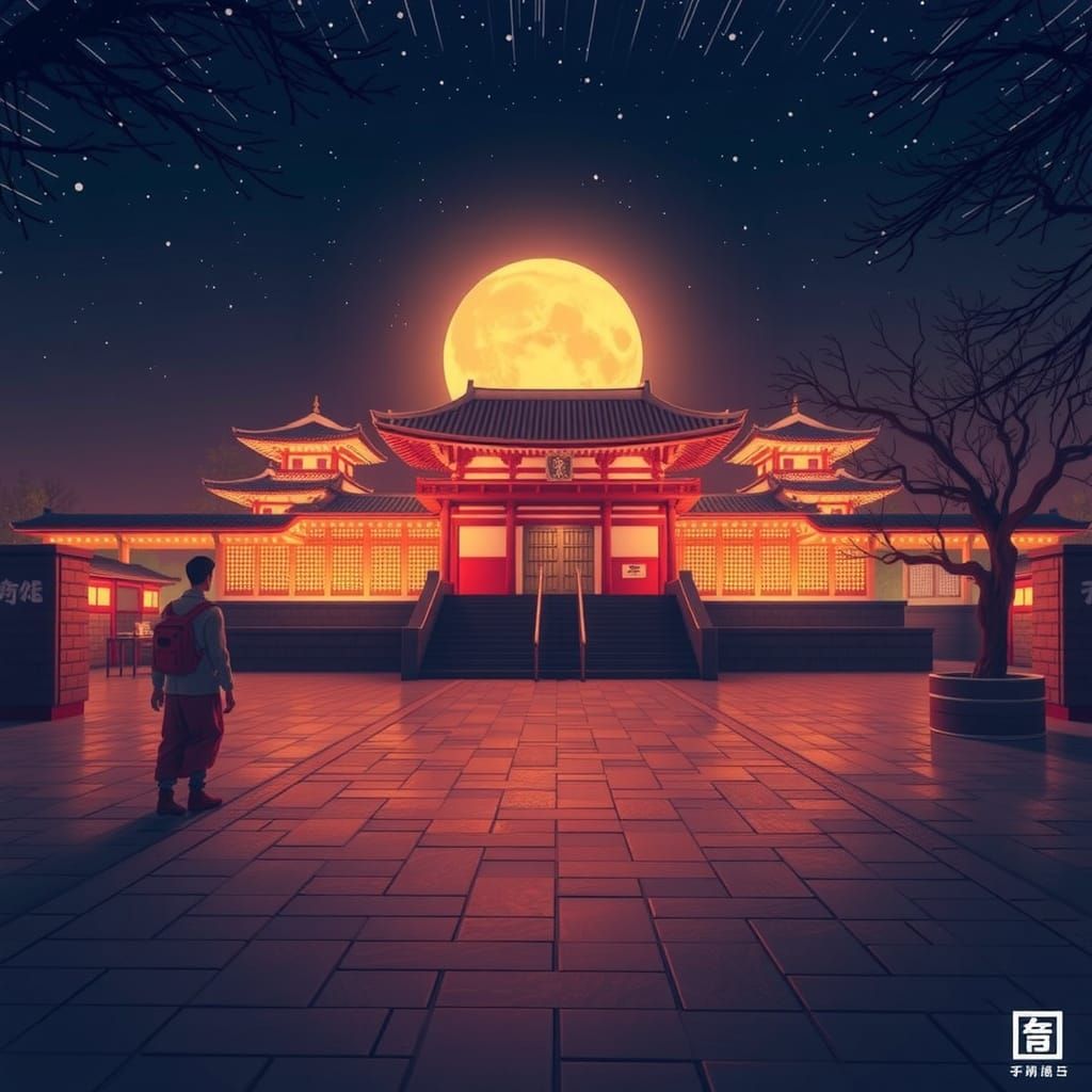 Full Moon at the Temple