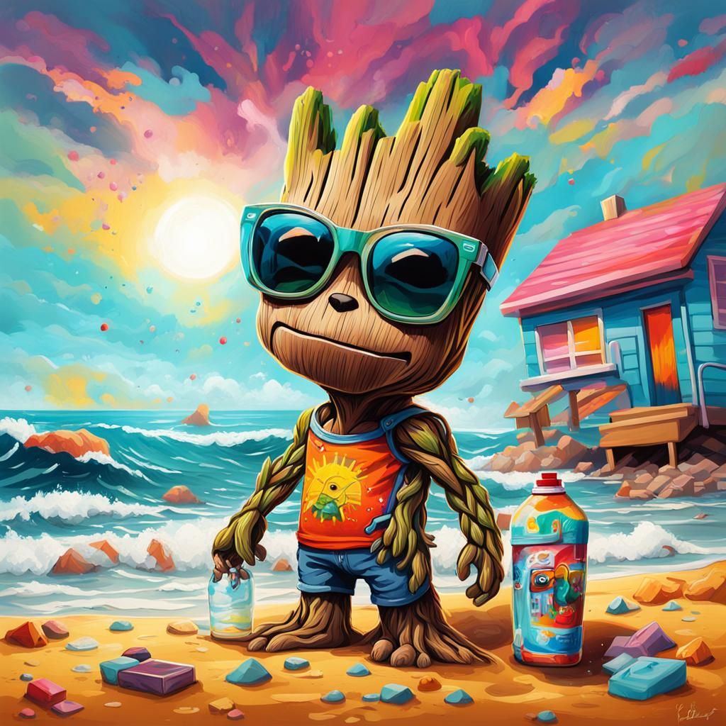 Groot in vacations  by @Maryi