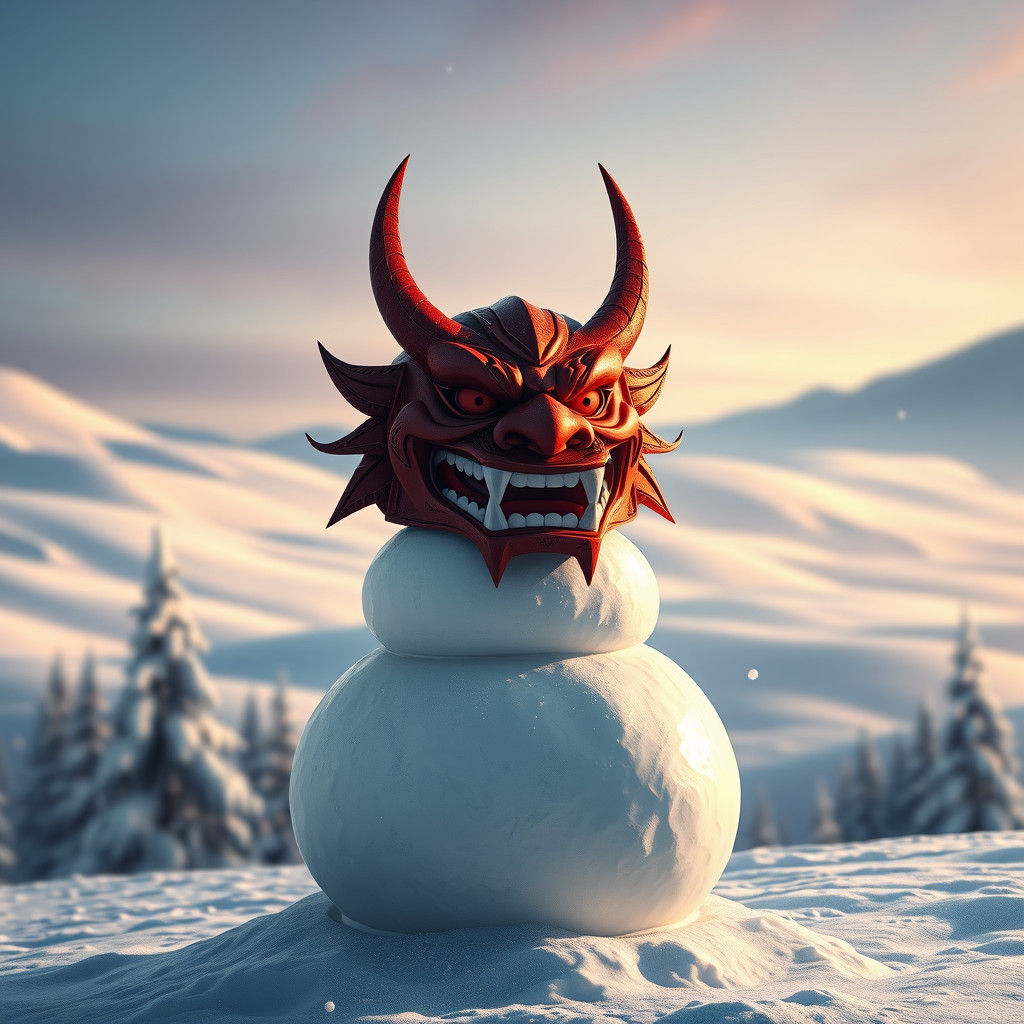 oni mask snowman
